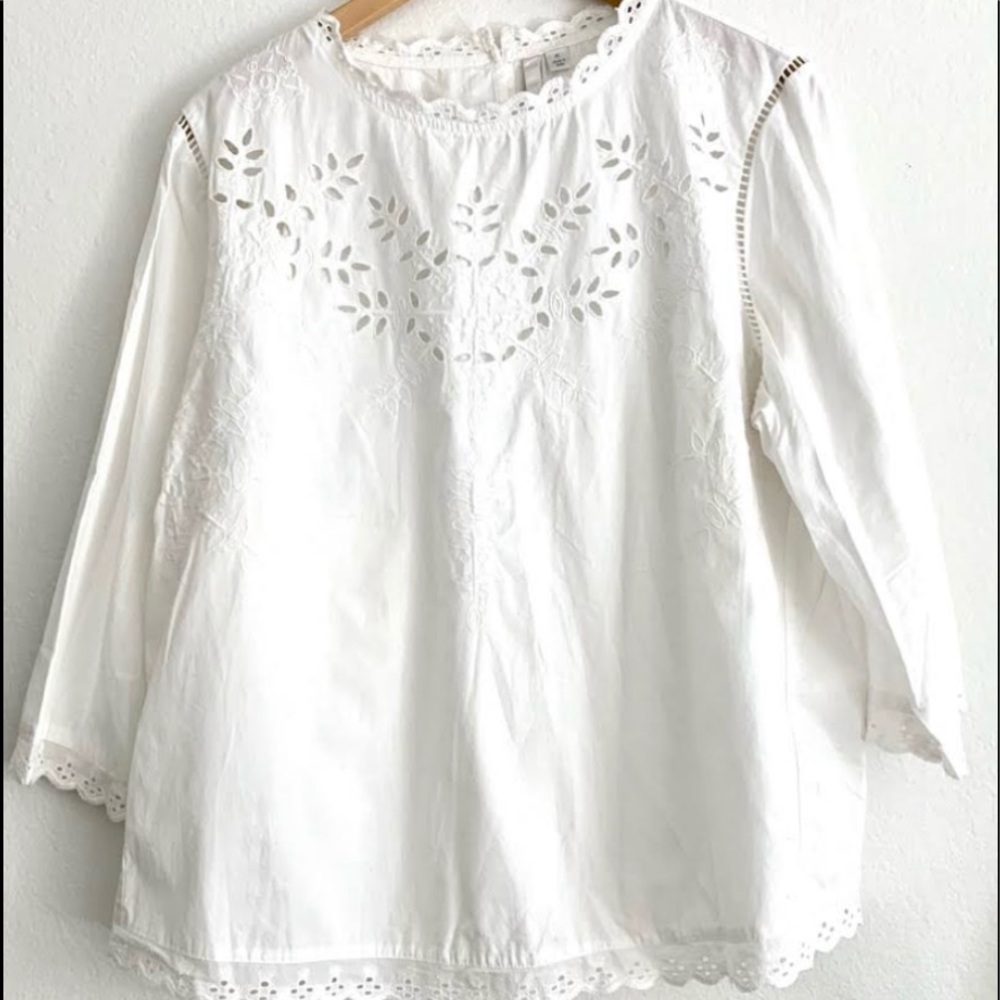 LAUREN CONRAD White eyelet Cutout Embroidered Cotton top XL